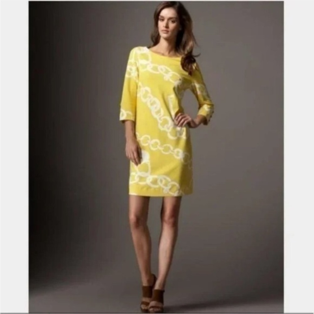 Lilly pulitzer chain link Yellow Over the Knew Vacation Resort Dress Size S
